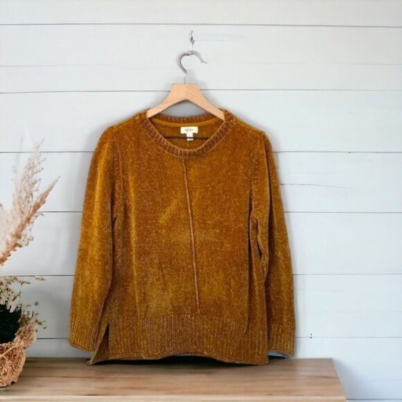 Style & Co Vibrant Oversized Mustard  Buttery Chenille Sweater, Size Medium - Picture 4 of 6